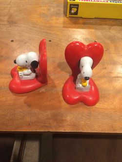 Snoopy and Woodstock bookends antique