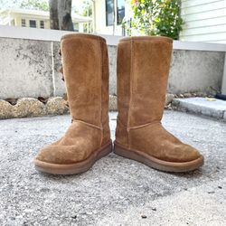 UGG Koolaburra Tall Boots - Girls Size 12 - Chestnut Brown - Bow Tie Closure