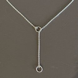 20” Sterling Silver & Stainless Steel Open Circle Adjustable Lariat Necklace