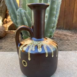Vintage Kernat Israel Pottery Jug With Drip Glaze 
