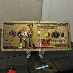 24k Gold Plated Woody Buzz Toy Story Disney Banknote
