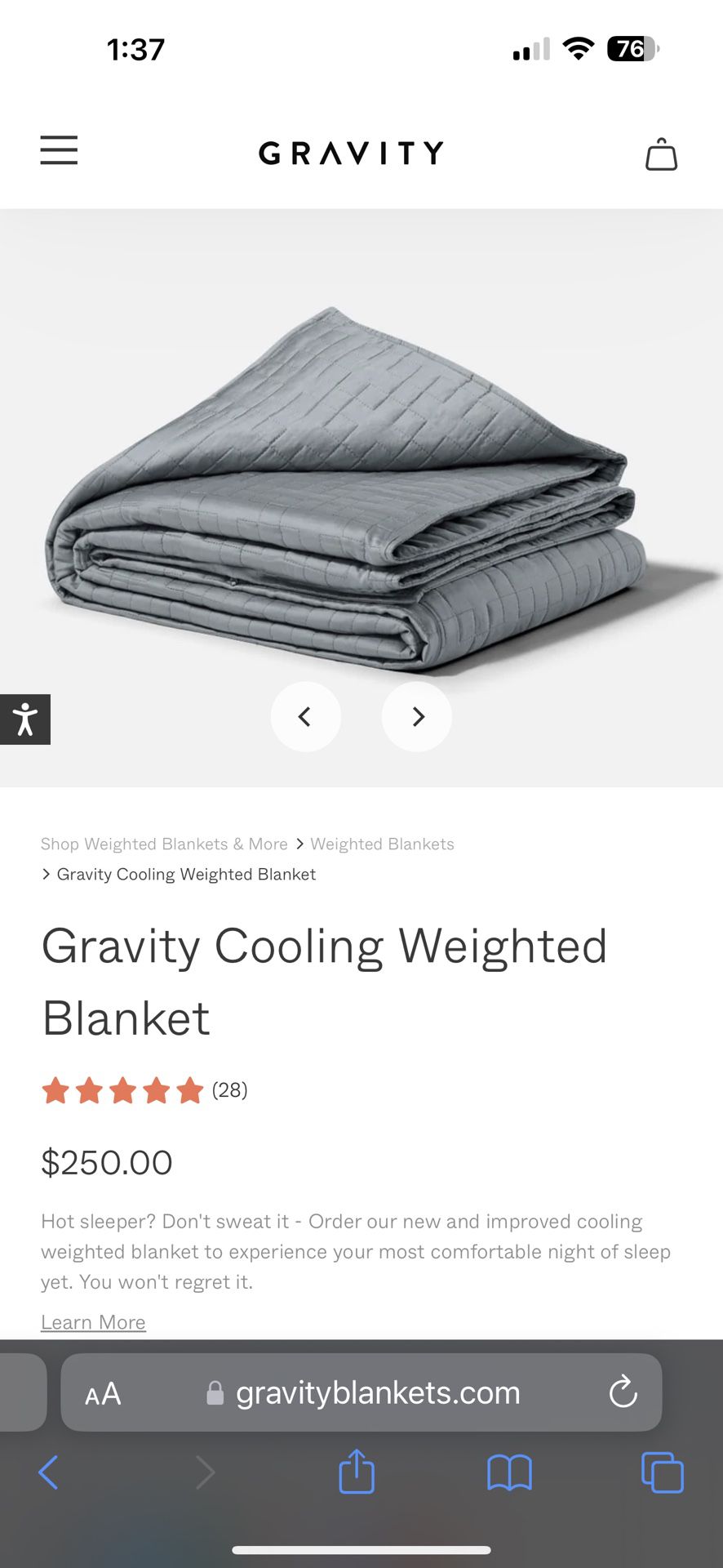 Gravity Classic Cooling Weighted Blanket