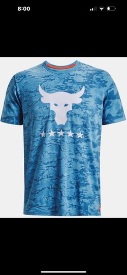 Under Armor Project Rock Veterans Day Camo Tee Shirt Teal Blue 