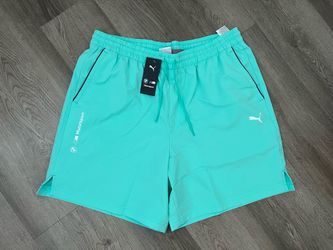 Men’s Puma BMW Motorsport Essential Woven Shorts 7” Aquatic Size XL NWT