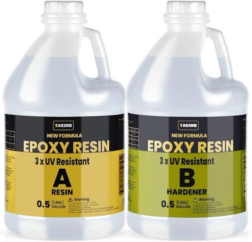 TAKIMO 1 Gallon 3×UV Resistant Resin Kit,No Bubble & Crystal Clear Epoxy Resin for Coating, Casting, Table Top,DIY, Bar Top, River Tables, Resin Art,