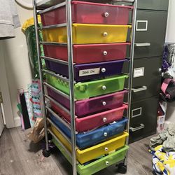 Multicolor 10 Drawer Utility Cart For Office, School Supplies