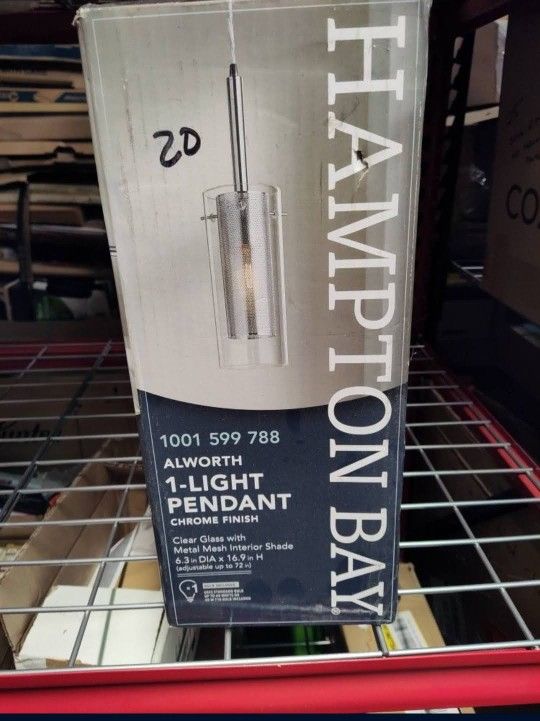 Hampton Bay Alworth Single.Bulb Pendant Light Fixture In Chrome 