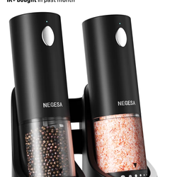 Electric Salt & Pepper Grinder Set – Rechargeable, Automatic, LED Light, Adjustable Coarseness, Large Capacity