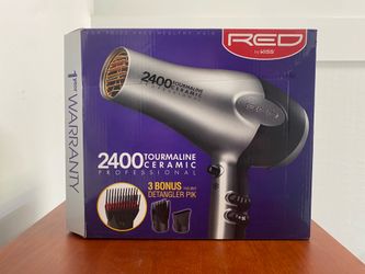 RED by KISS 2400 Tourmaline Ceramic Professional Hair Dryer New in Box Detangler Pik