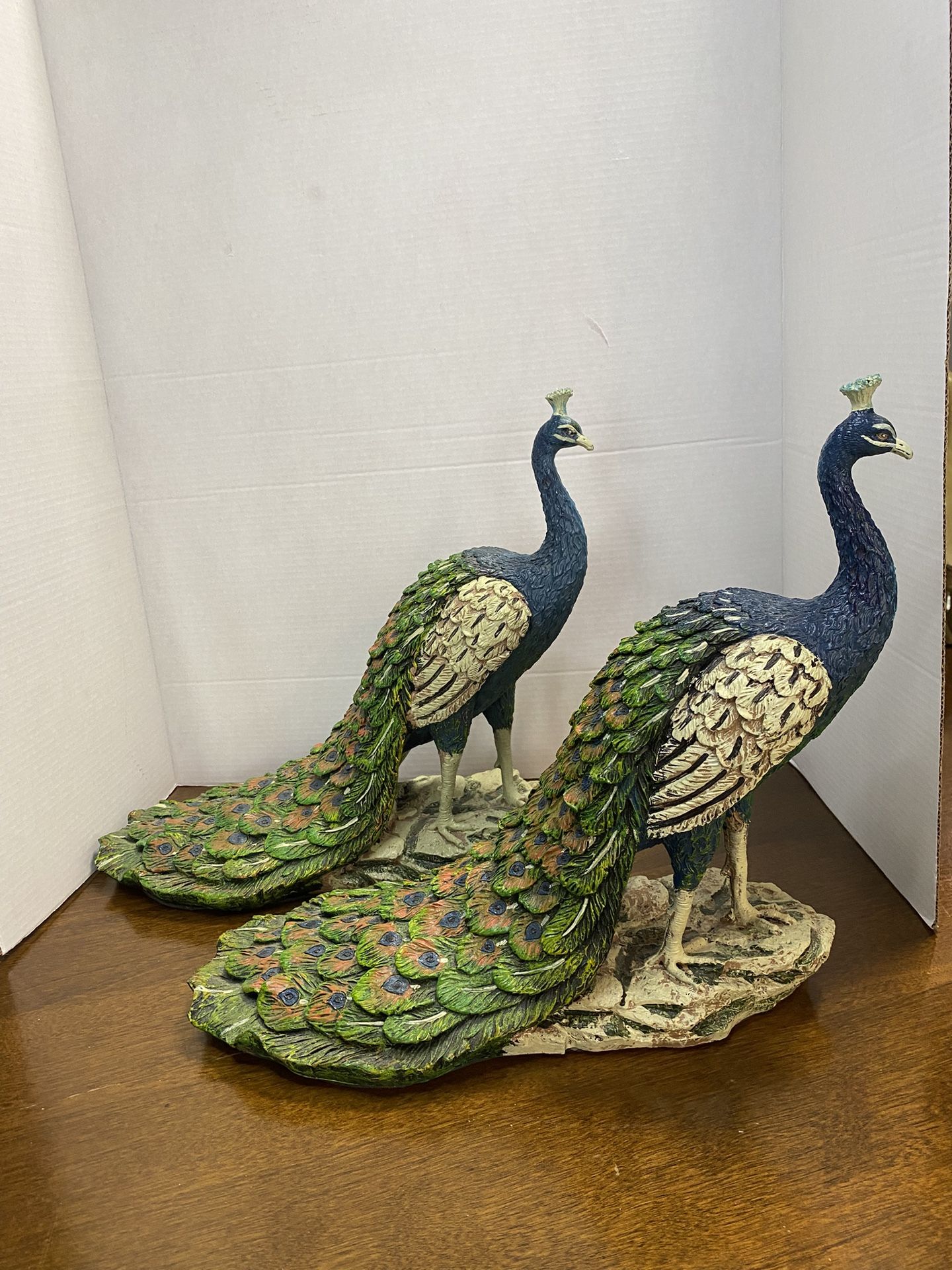 Beautiful Set Of Resin Peacock Figurines