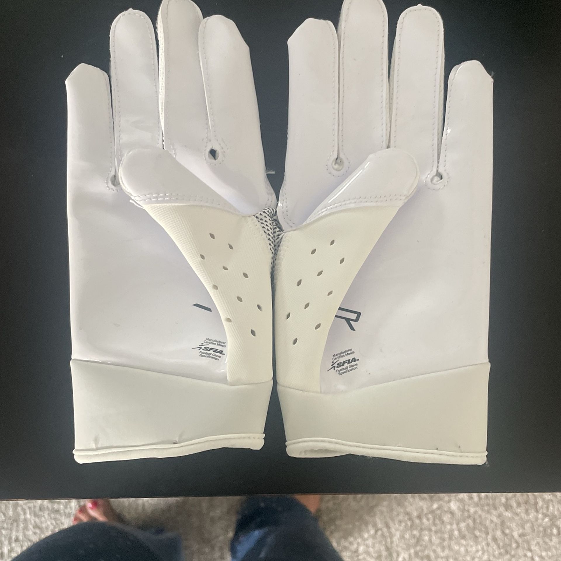 Nike White Black Football Gloves, Practically New Size adult small, I believe