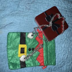 Silver Gem, Heart, Necklace, And Silvet Gem Bracelet Set