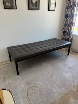 Room & Board Parsons Steel And Black Leather Bench