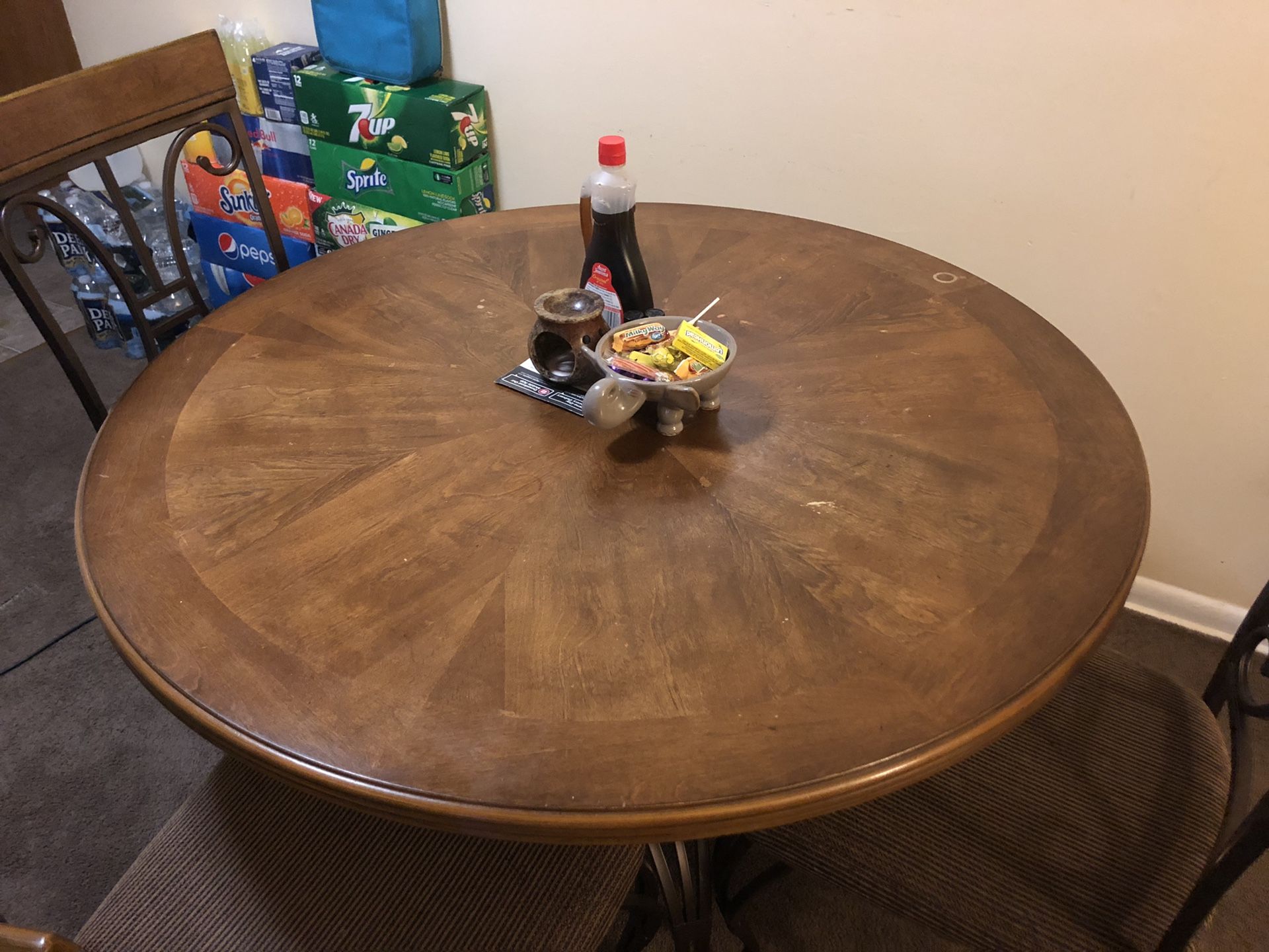 Brown wooden Round Table