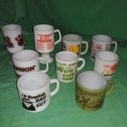 Vintage Milk Glass Mugs