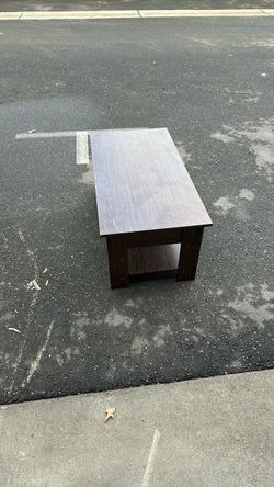 Dark Brown Wood Coffee Table with Shelf
