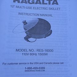 Ragalta Purelife 12" Multi-use Electric Non-stick Skillet Res-16000