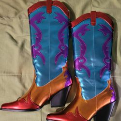 Women's Juliana Multicolor Pointy Toe Cowboy Boots Size 9