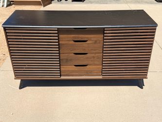 Brown Large 5’ Large Entertainment Center with Sliding Front Doors & Four Drawers (LxWxH: 20” x 59” x 32”)