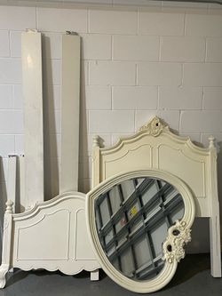 Twin size bed headboard  foot board and mirror