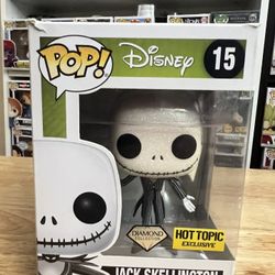 VAULTED EXCLUSIVE DIAMOND GLITTER Jack Skellington Funko Pop #15 Disney NBC Xmas