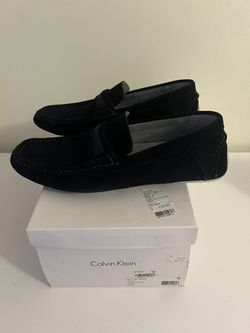 Calvin Klein Navy Suede Moc Slip On Driving Loafer Size 9.5 New