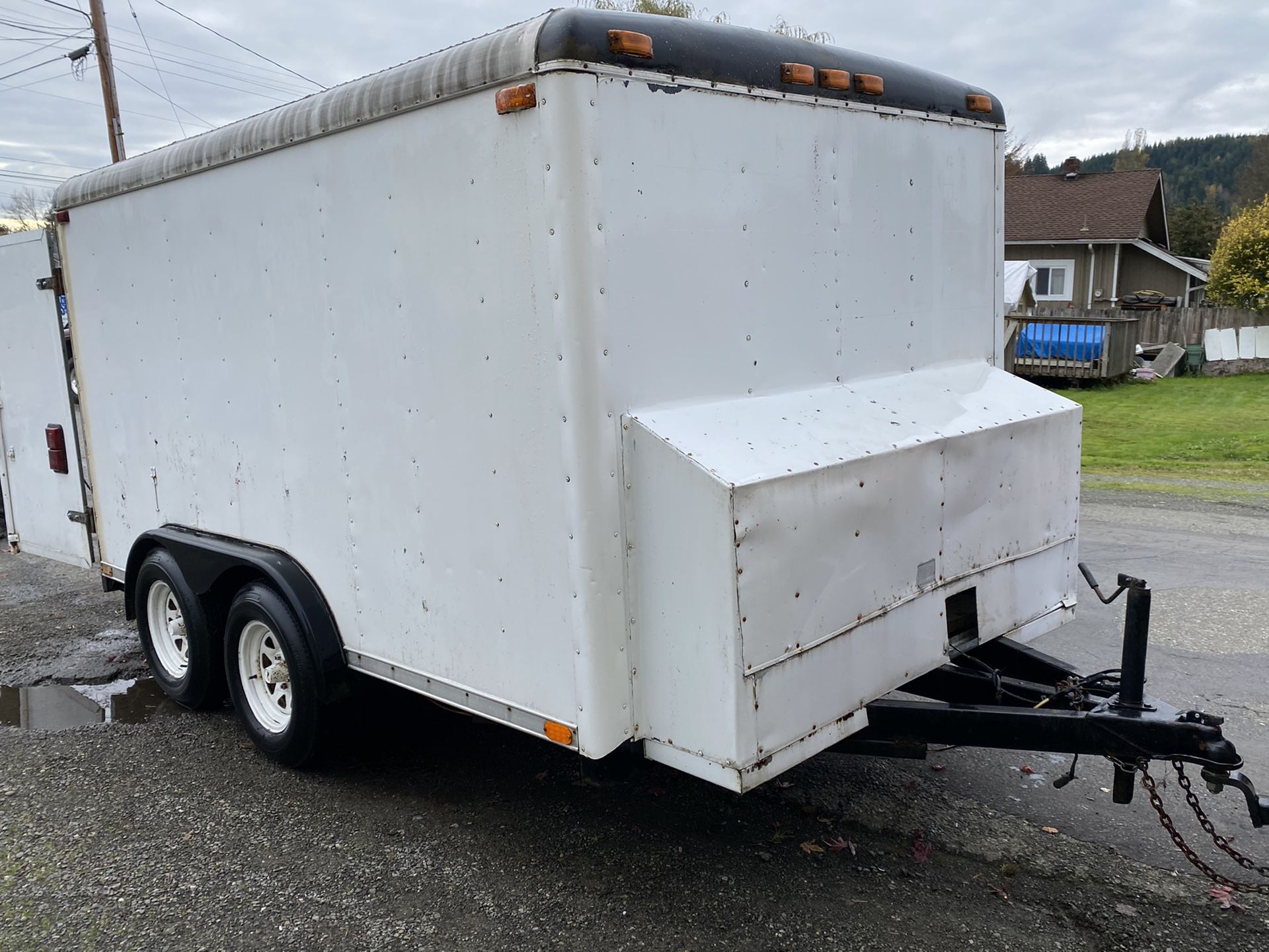 Wells cargo enclosed trailer 12 foot box set up to haul cars etc.