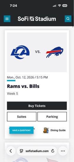 Rams vs Bills Parking