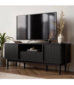 Black Fluted TV Stand
