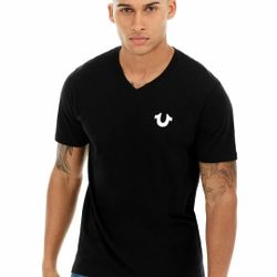 Mens NWT True Religion Size Large V Neck Black