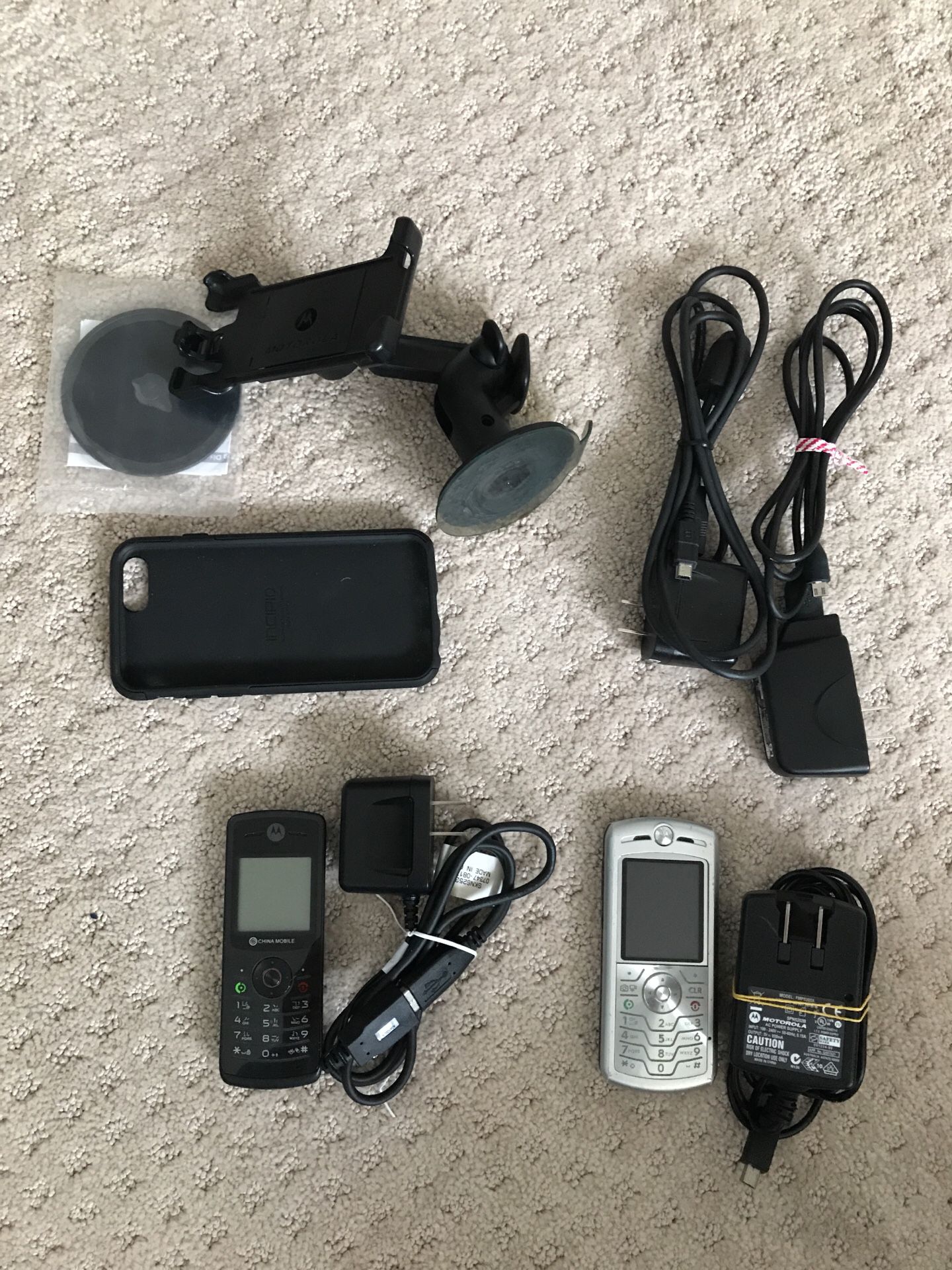 Cell phone, charger, case, car mount