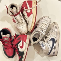 Nike Air Jordan Size 6Y High Top Set Of Three Pairs One Missing Shoe Lace