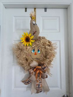 Handmade Fall Scarecrow Burlap Wreath