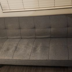 Grey Fabric Convertible Futon Sofa Bed