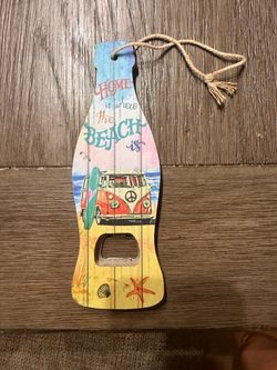 Beach-Themed Wooden Bottle Opener