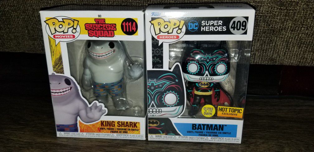 Funko pop DC Batman Day of The Dead And King shark 