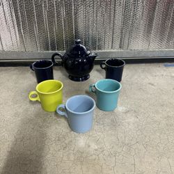 Fiesta Tea Pot And Cups