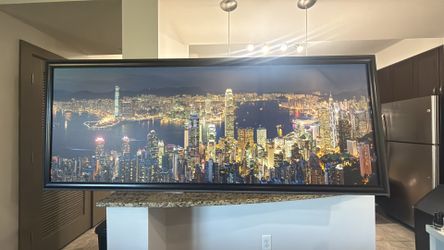 Stunning Large Hong Kong Skyline Wall Art – Like New ✨