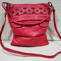 Red Leather Donald J Pliner Expandable Crossbody Handbag