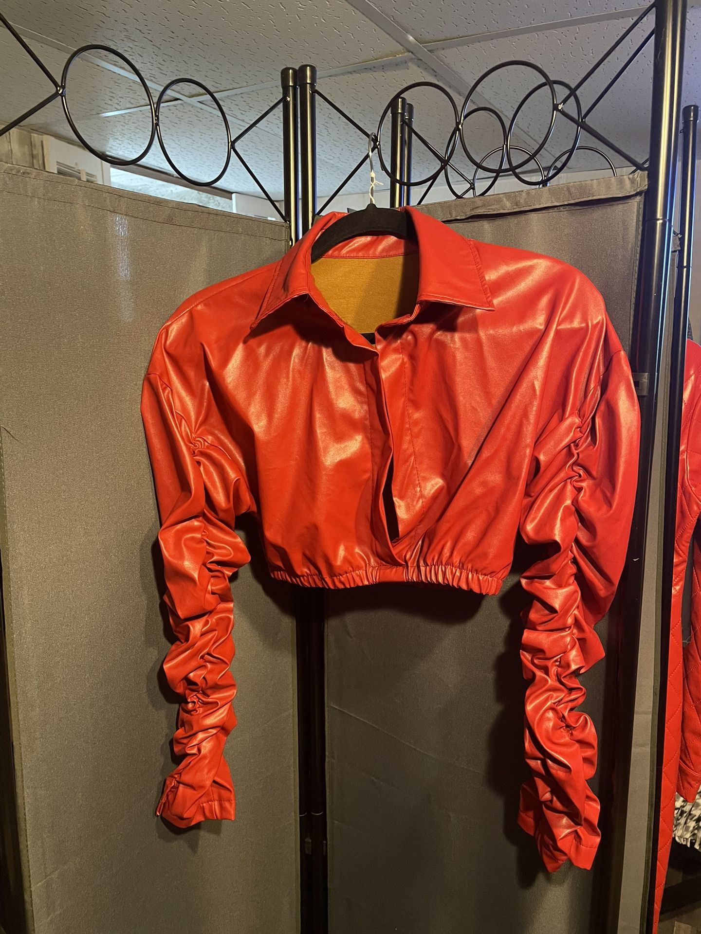 Red Faux Leather Jacket