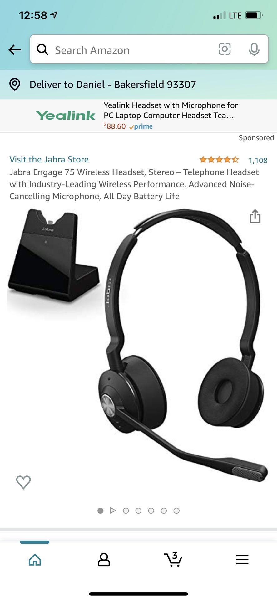 Jabra Engage 75 Wireless Headset, Stereo – Telephone Headset with Industry-Leading Wireless Performance, Advanced Noise-Cancelling Microphone, All Day