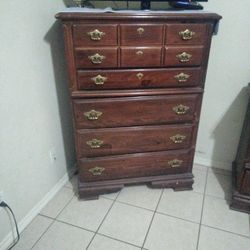 All Solid Wood Side Bed Table Dresser And A Mirror All Three