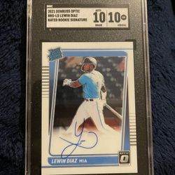 2021 Donruss Optic Rated Rookie AUTO Lewin Diaz # RRS-LD Miami Marlins. Mint