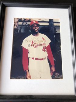 Autographed Bob Gibson framed photo