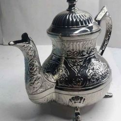 Antique silver plated tea pot. Magnificent Old Design & Writing 