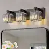 EDISLIVE Orillia 19.7 in. 3-Light Black Bathroom Vanity Light with Crystal Shades