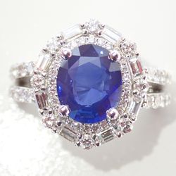 4.64ct GIA Blue Sapphire and Diamond Ring