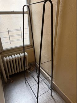 Coat rack with shoe shelf, slim profile