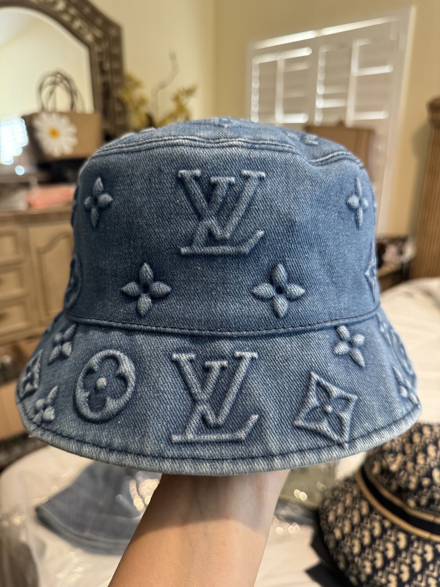 LV Embossed Monogram Jacquard Denim Canvas Buckle Hat