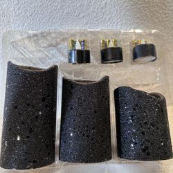 6 Black Glitter LED candles Battery Operated 